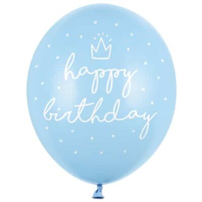 Balon z helem: Happy Birthday, Baby Blue, 30 cm Balony na Urodziny Szalony.pl - Sklep imprezowy