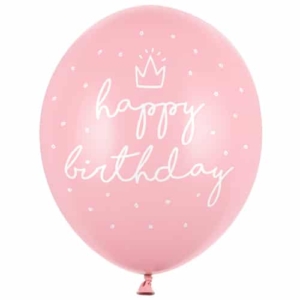 Balon z helem: Happy Birthday, P. Baby Pink, 30 cm Szalony.pl