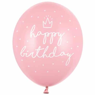 Balon z helem: Happy Birthday, P. Baby Pink, 30 cm Balony na Urodziny Szalony.pl - Sklep imprezowy