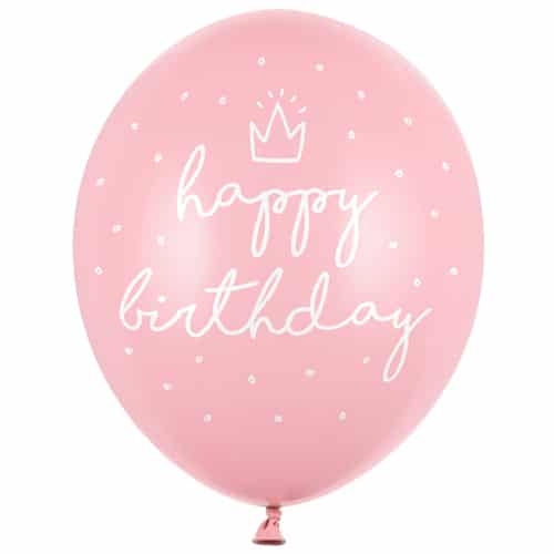 Balon z helem: Happy Birthday, P. Baby Pink, 30 cm Balony na Urodziny Sprawdź naszą ofertę. Sklep imprezowy Szalony.pl.