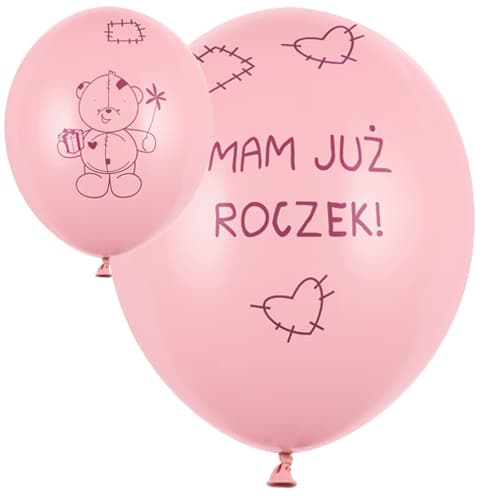 Balon z helem: Miś – Mam już Roczek, pink, 30 cm Balony na Roczek Sprawdź naszą ofertę. Sklep imprezowy Szalony.pl. 4