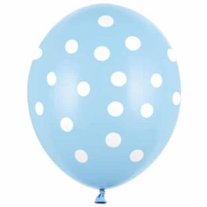 Balon z helem: Kropki białe, blue, 30 cm Szalony.pl