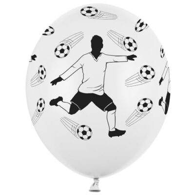 Balon z helem: Piłkarz i piłki, White, 30 cm Balony dla Dziecka Szalony.pl - Sklep imprezowy
