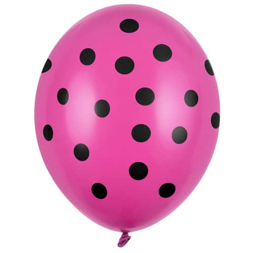 Balon z helem: Kropki czarne, pink, 30 cm Szalony.pl 5