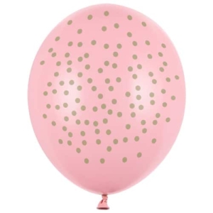 Balon z helem: Kropki złote, pink, 30 cm Szalony.pl