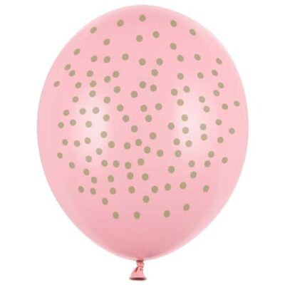 Balon z helem: Kropki złote, pink, 30 cm Balony na Narodziny Szalony.pl - Sklep imprezowy
