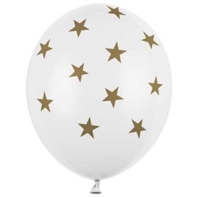 Balon z helem: Gwiazdki, Pastel Pure White, 30 cm Balony na Halloween Szalony.pl - Sklep imprezowy