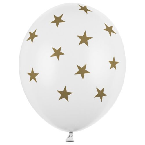 Balon z helem: Gwiazdki, Pastel Pure White, 30 cm