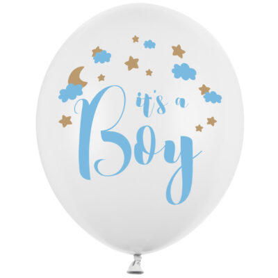 Balon z helem: It’s a Boy, white, 30 cm – Baby shower – Szalony.pl