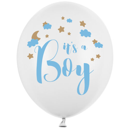 Balon z helem: It's a Boy, white, 30 cm