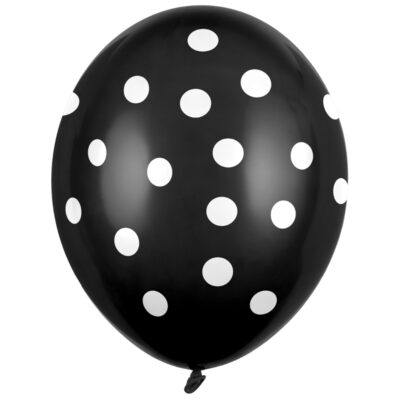 Balon z helem: Kropki białe, black, 30 cm – Balony z helem (Trójmiasto) – Szalony.pl