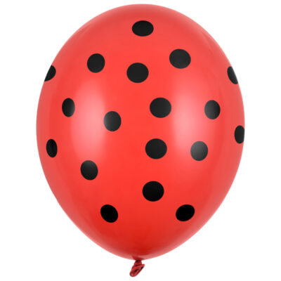 Balon z helem: Kropki czarne, red, 30 cm – Balony z helem (Trójmiasto) – Szalony.pl