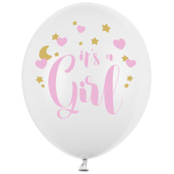 Balon z helem: It’s a Girl, white, 30 cm – Balony z helem (Trójmiasto) – Szalony.pl