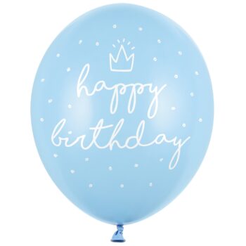 Balon z helem: Happy Birthday, Baby Blue, 30 cm – Balony z helem (Trójmiasto) – Szalony.pl