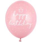 Balon z helem: Happy Birthday, P. Baby Pink, 30 cm – Balony z helem (Trójmiasto) – Szalony.pl