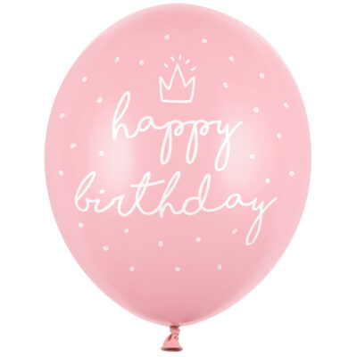 Balon z helem: Happy Birthday, P. Baby Pink, 30 cm – Balony z helem (Trójmiasto) – Szalony.pl