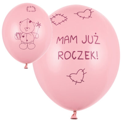 Balon z helem: Miś – Mam już Roczek, pink, 30 cm – Balony z helem (Trójmiasto) – Szalony.pl