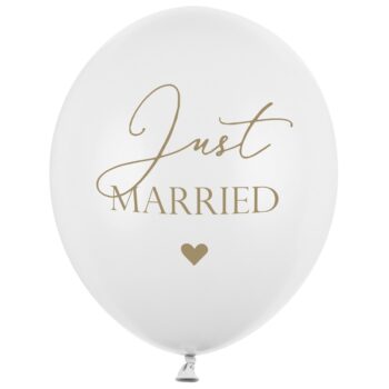 Balon z helem: Just Married, white, 30 cm – Balony z helem (Trójmiasto) – Szalony.pl
