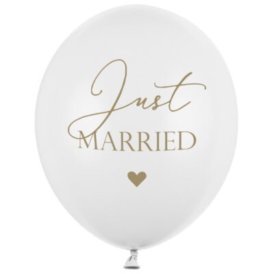Balon z helem: Just Married, white, 30 cm – Balony z helem (Trójmiasto) – Szalony.pl