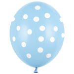 Balon z helem: Kropki białe, blue, 30 cm – Balony z helem (Trójmiasto) – Szalony.pl