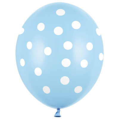 Balon z helem: Kropki białe, blue, 30 cm – Balony z helem (Trójmiasto) – Szalony.pl