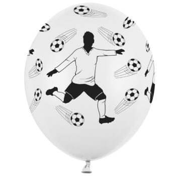 Balon z helem: Piłkarz i piłki, White, 30 cm – Balony z helem (Trójmiasto) – Szalony.pl