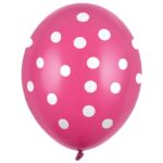 Balon z helem: Kropki białe, pink, 30 cm – Balony z helem (Trójmiasto) – Szalony.pl