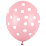 Balon z helem: Kropki białe, pink, 30 cm – Balony z helem (Trójmiasto) – Szalony.pl