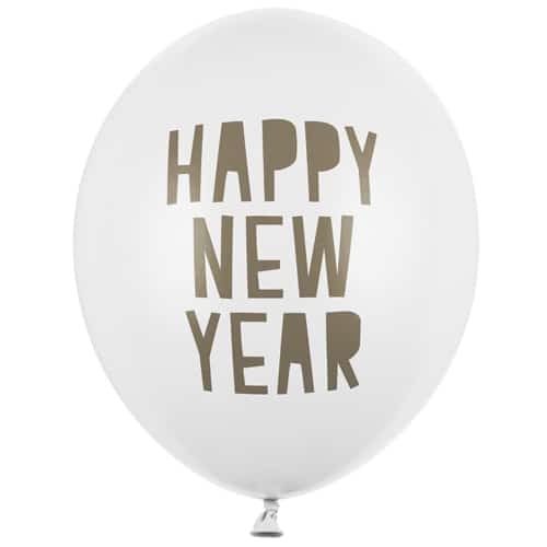 Balon z helem: Happy New Year, 30 cm Sylwester - Balony z helem Sprawdź naszą ofertę. Sklep imprezowy Szalony.pl.