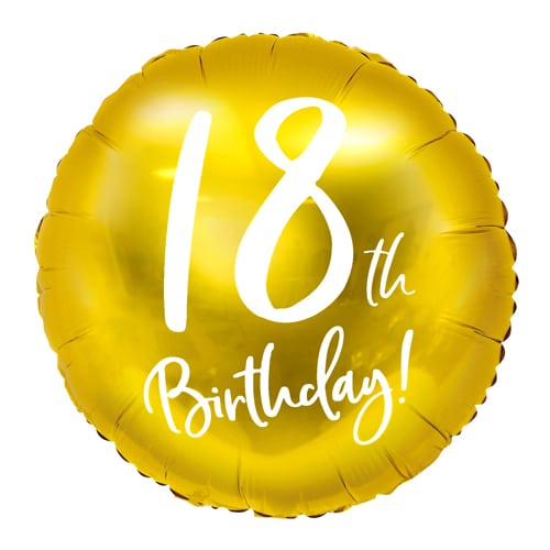 Balon z helem: 18th Birthday, złoty, 18″ Balony z helem Szalony.pl - Sklep imprezowy