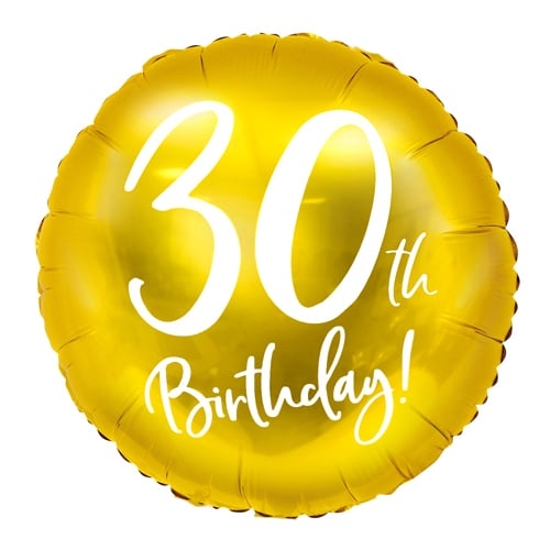 Balon z helem: 30th Birthday, złoty, 18″ Balony na 30 urodziny Sprawdź naszą ofertę. Sklep imprezowy Szalony.pl.