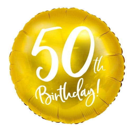 Balon z helem: 50th Birthday, złoty, 18″ Balony na 50 urodziny Sprawdź naszą ofertę. Sklep imprezowy Szalony.pl.