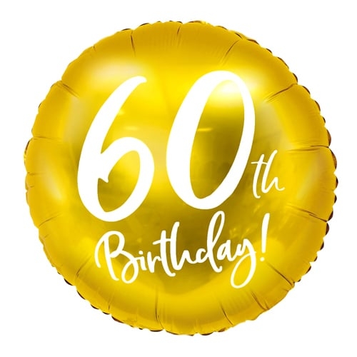 Balon z helem: 60th Birthday, złoty, 18″ Balony na 60 urodziny Sprawdź naszą ofertę. Sklep imprezowy Szalony.pl.