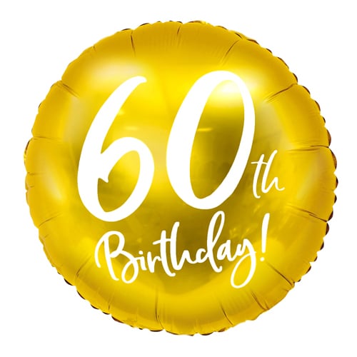 Balon z helem: 60th Birthday, złoty, 18″ Balony na 60 urodziny Szalony.pl - Sklep imprezowy