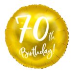 Balon z helem: 70th Birthday, złoty