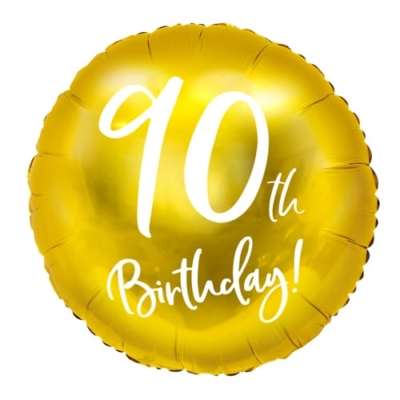 Balon z helem: 90th Birthday, złoty Balony na 90 urodziny Szalony.pl - Sklep imprezowy