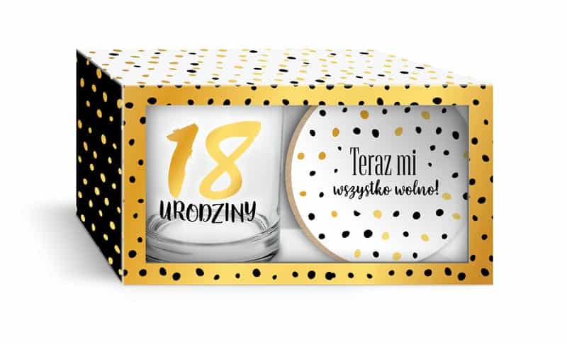 Szklanka + podkładka – 18 urodziny, 270ml Prezent na 18 urodziny Szalony.pl - Sklep imprezowy 2