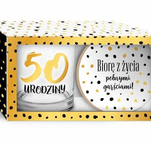 Szklanka + podkładka - 50 urodziny, 270ml