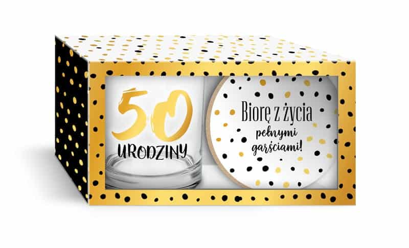 Szklanka + podkładka – 50 urodziny, 270ml Prezent na 50 urodziny Szalony.pl - Sklep imprezowy 2
