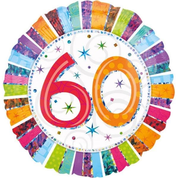 Balon z helem: 60 lat – kolorowy, 18″ Balony na Urodziny Szalony.pl - Sklep imprezowy 2