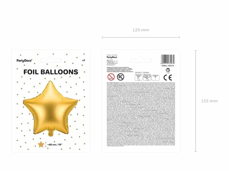 Balon z helem: Gwiazdka, złoty chrom, 19″ Balony z helem Sprawdź naszą ofertę. Sklep imprezowy Szalony.pl. 4