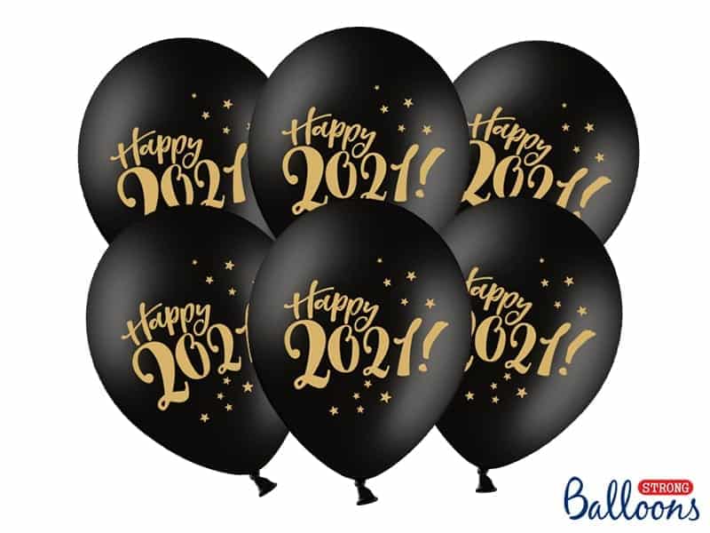 Balon z helem: Happy 2021!, Pastel Black, 30 cm Gumowe balony z helem Szalony.pl - Sklep imprezowy 3