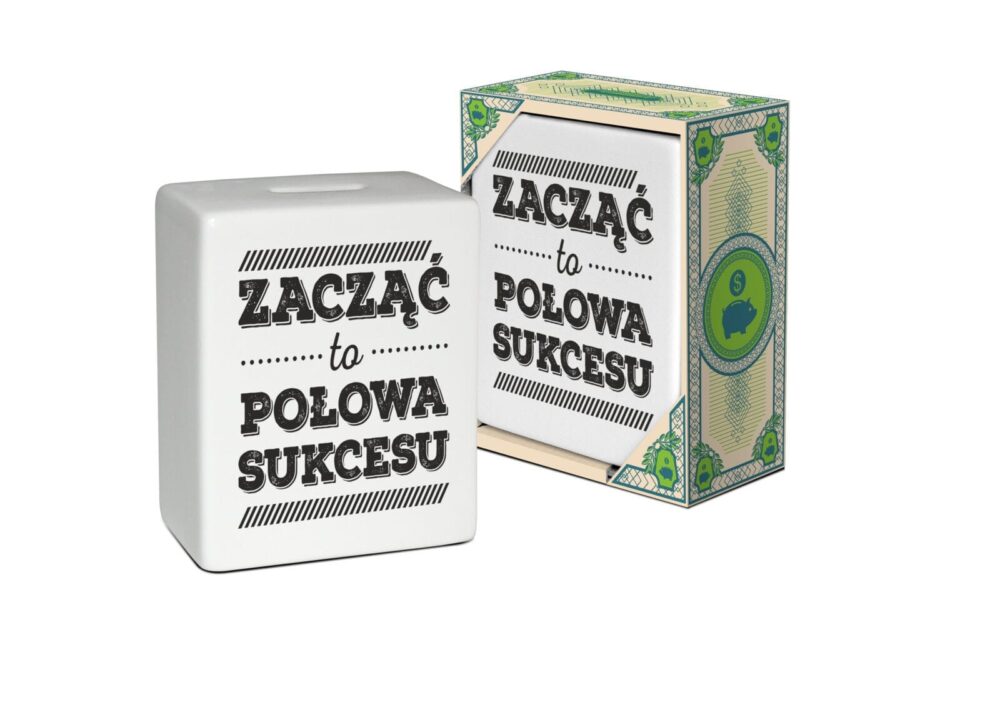 Skarbonka kostka "Zacząć to połowa sukcesu"