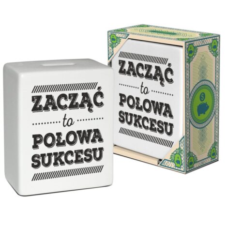 Skarbonka kostka "Zacząć to połowa sukcesu"