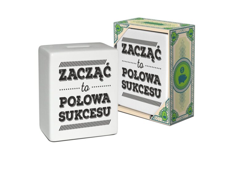Skarbonka kostka “Zacząć to połowa sukcesu” Prezent dla dziecka Szalony.pl - Sklep imprezowy 2