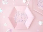 Talerzyki papierowe - Happy B-day Róż 20 cm, 6 szt