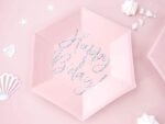 Talerzyki papierowe - Happy B-day Róż 20 cm, 6 szt
