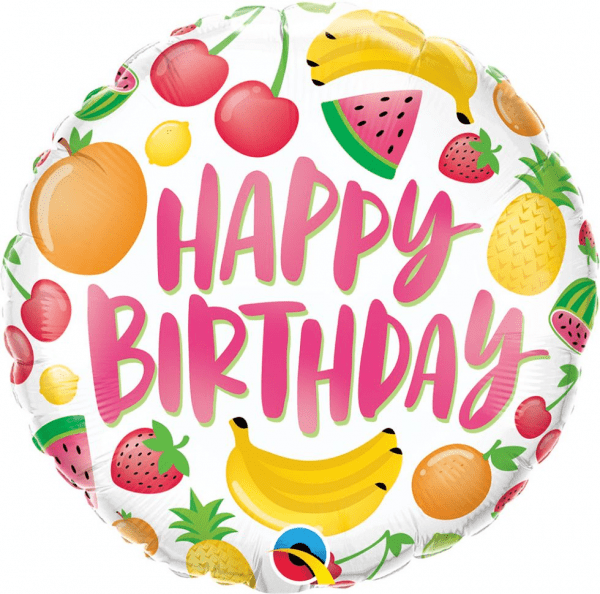 Balon foliowy – Happy Birthday, owoce, 18″ Balony bez helu Sprawdź naszą ofertę. Sklep imprezowy Szalony.pl. 2