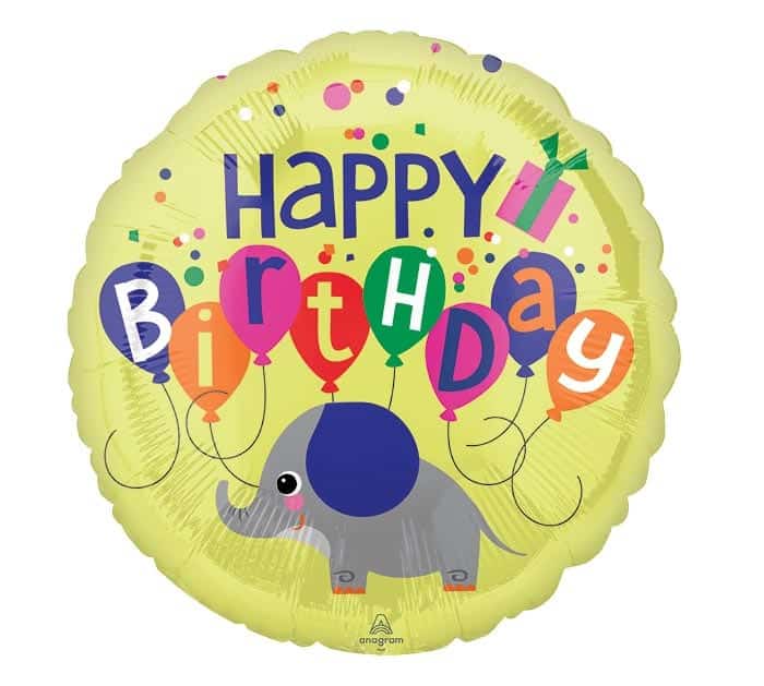 Balon z helem: Happy Birthday, Słoń, 18″ Balony na Urodziny Szalony.pl - Sklep imprezowy 2