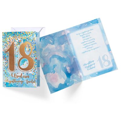 Kartka okolicznościowa – 18 urodziny, konfetti Kartki okolicznościowe Szalony.pl - Sklep imprezowy